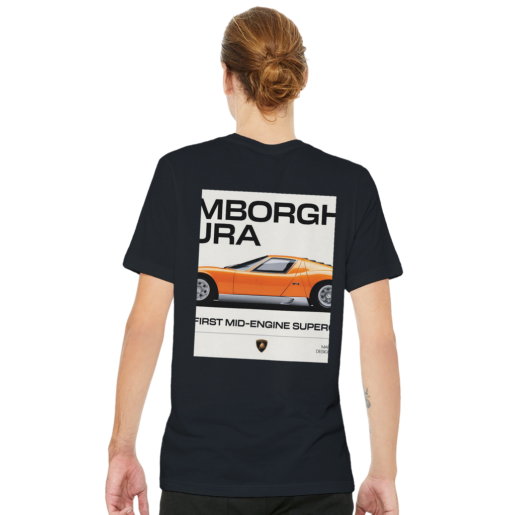 Lamborghini Miura Sv Orange Italy Spec T-Shirt — detail view | Wild Thread Co