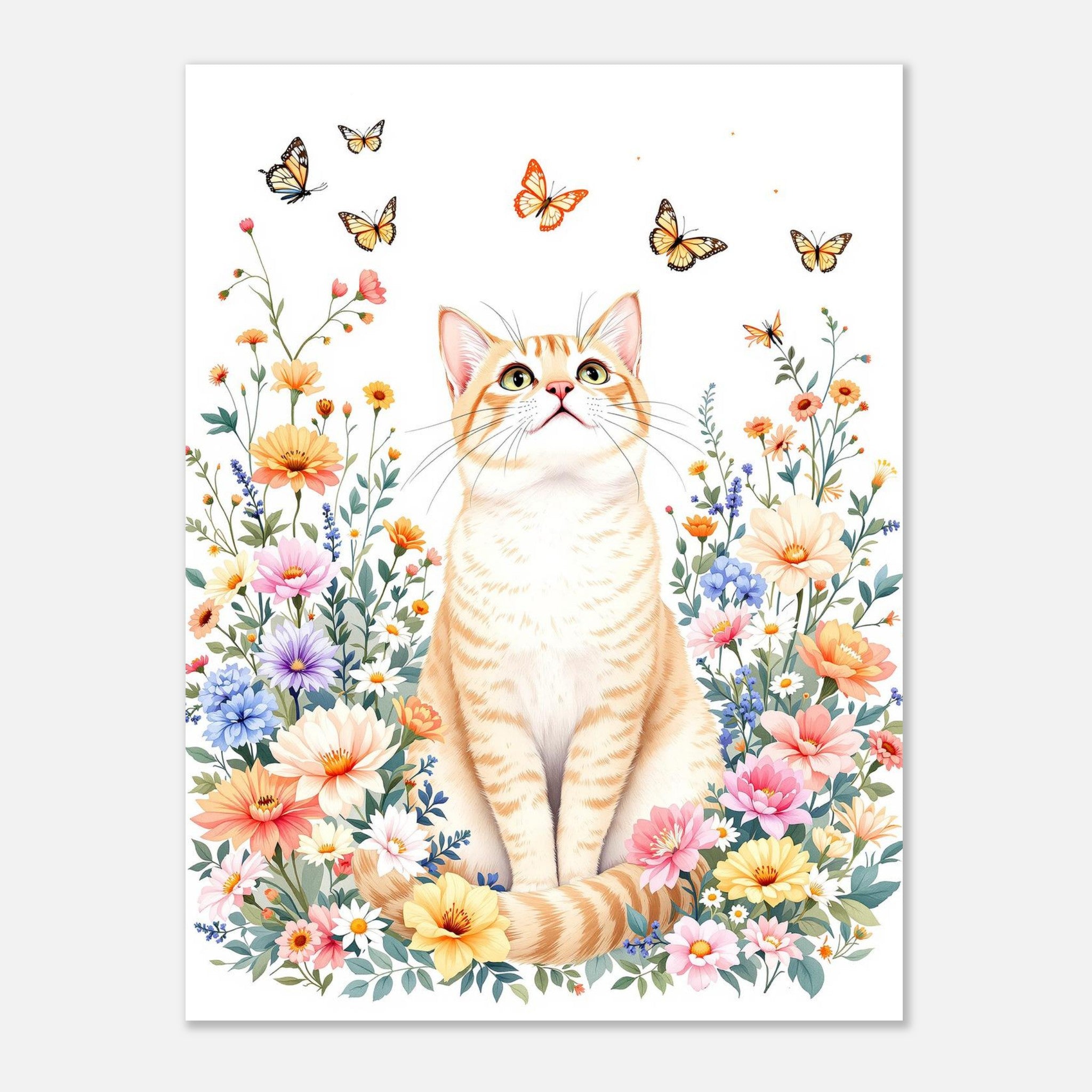 Cat In Flowers Art Print Poster Wall Art UK — Art Print | Wild Thread Co