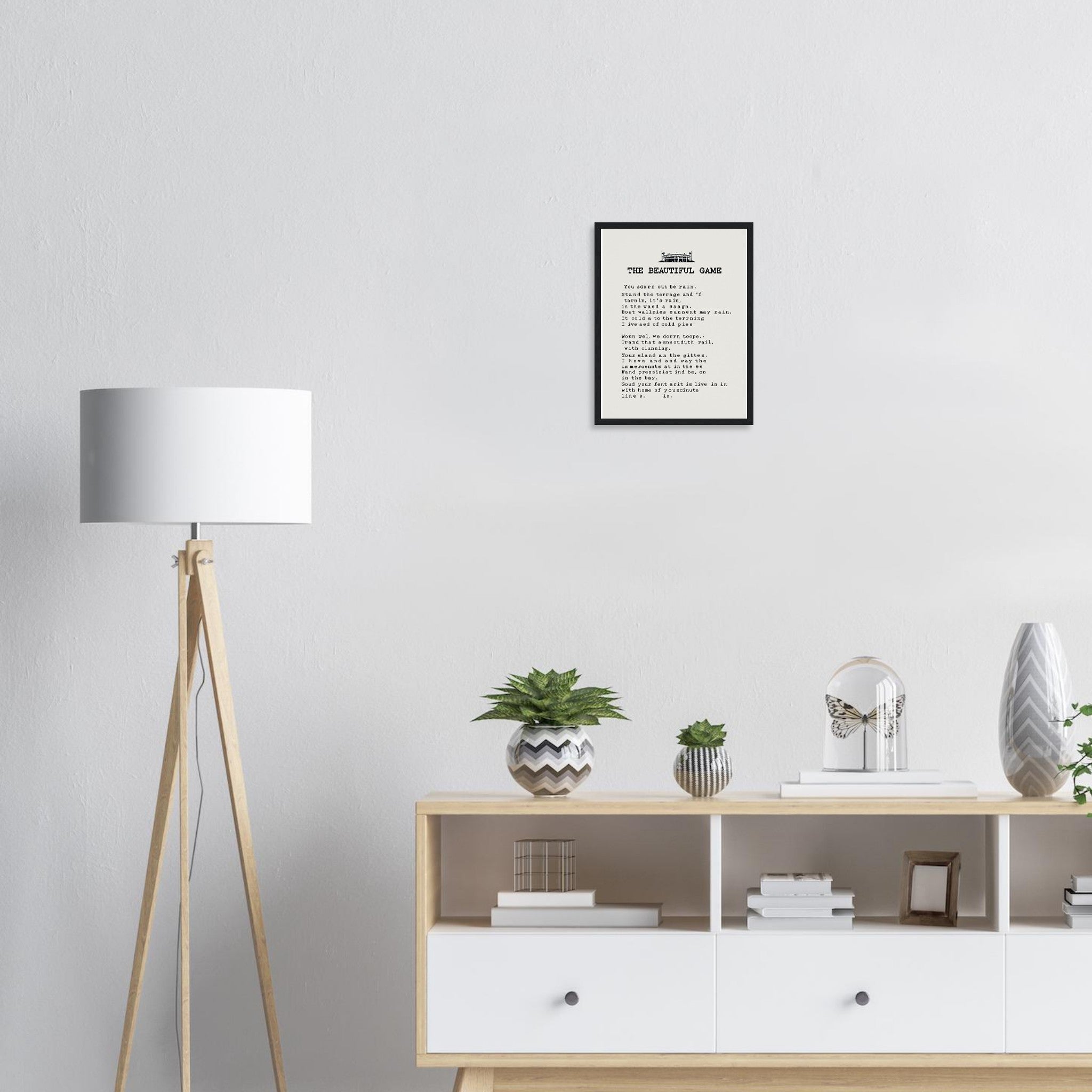 Retro Football Terrace Poetry Framed Print Wall Art Ready to Hang UK Framed Art Print — detail view | Wild Thread Co