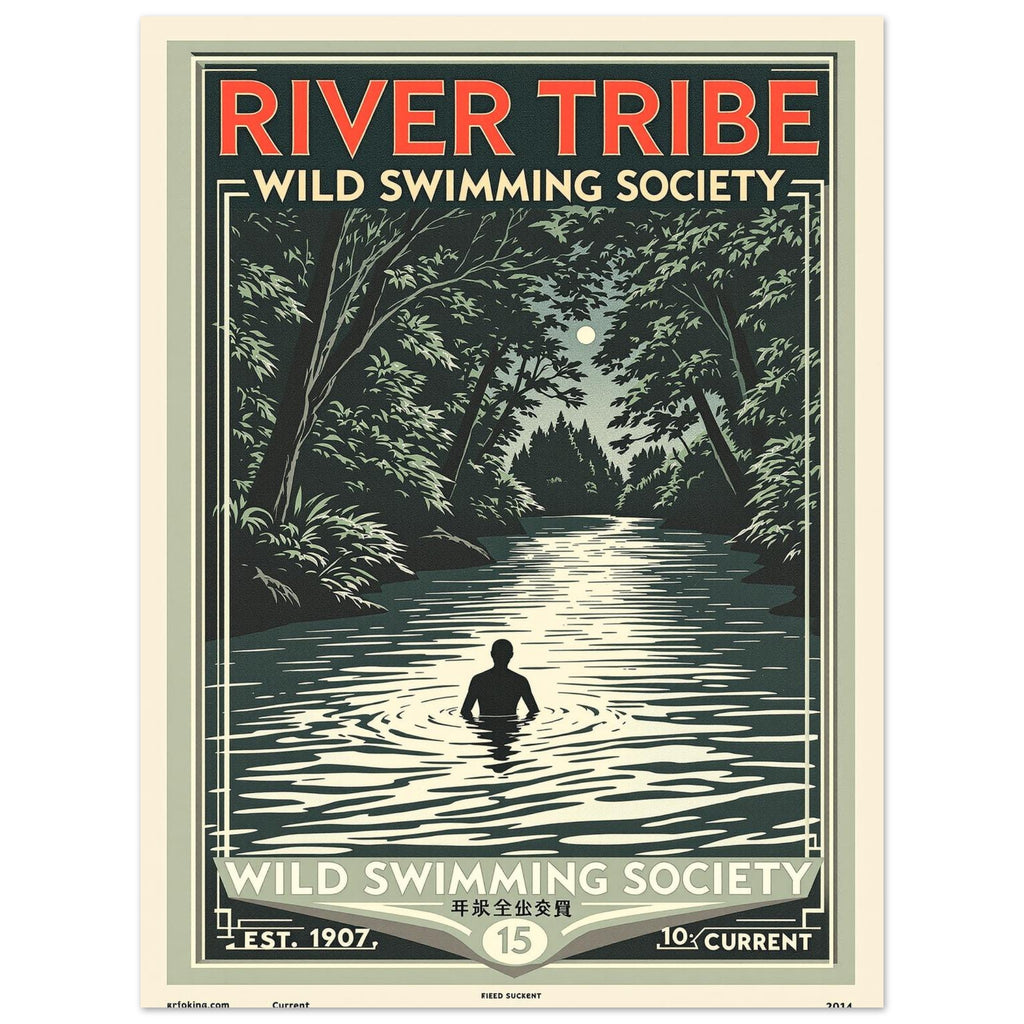 River Tribe Vintage Travel Poster Art Print — detail view | Wild Thread Co