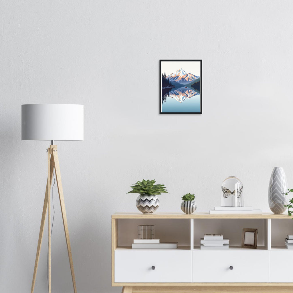 Lake Reflection Still Morning Canoe Framed Art Print — detail view | Wild Thread Co