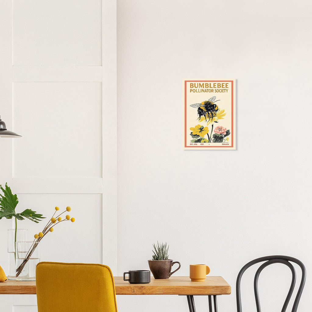 Bumblebee Vintage Travel Poster Art Print — detail view | Wild Thread Co