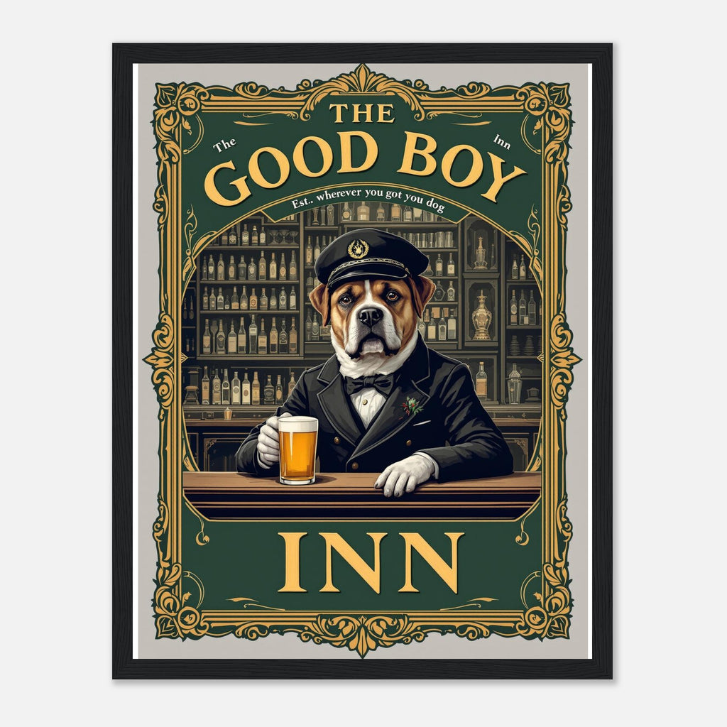 Pub Sign Good Boy Inn Framed Art Print — detail view | Wild Thread Co