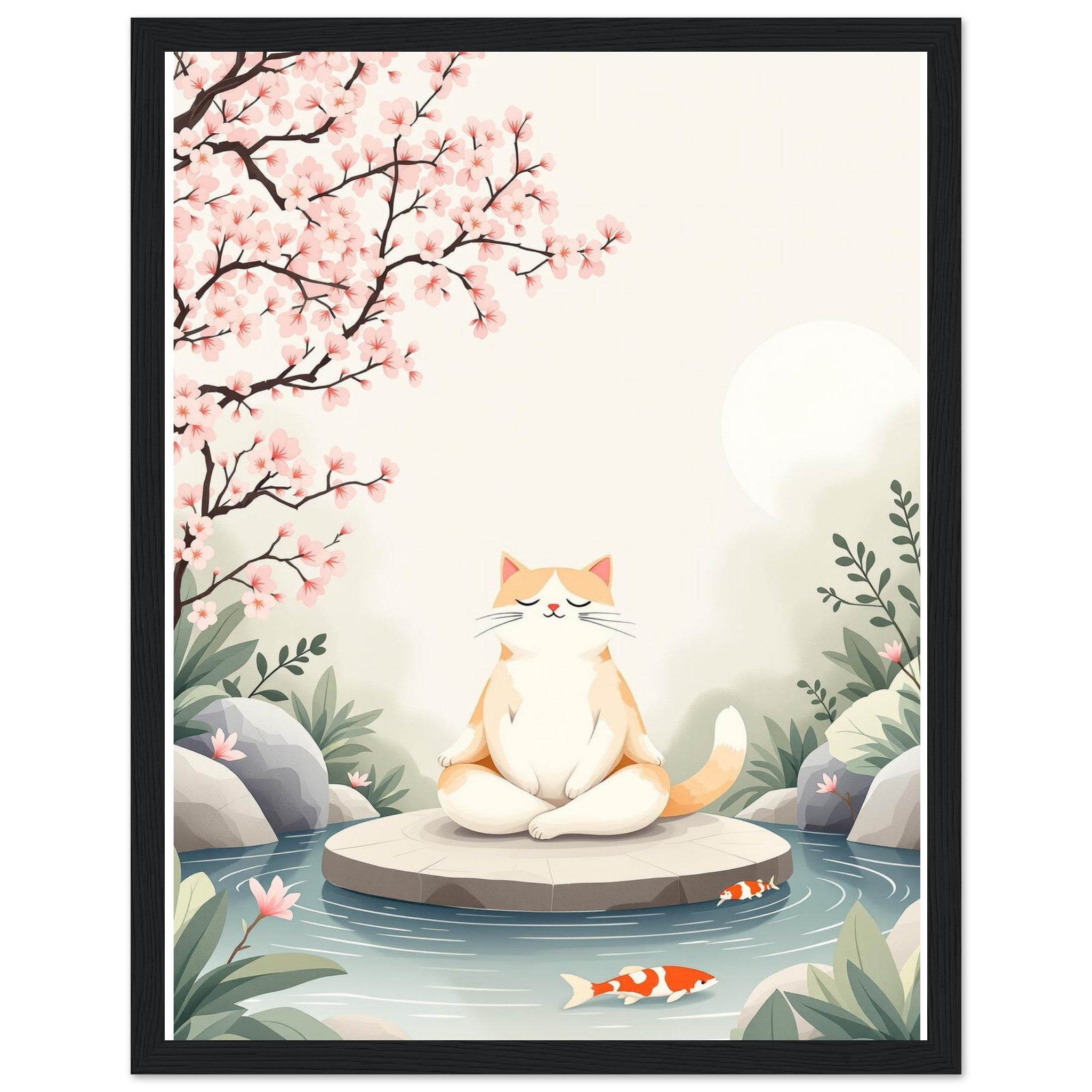 Cat Zen Garden Framed Print — Framed Art Print | Wild Thread Co