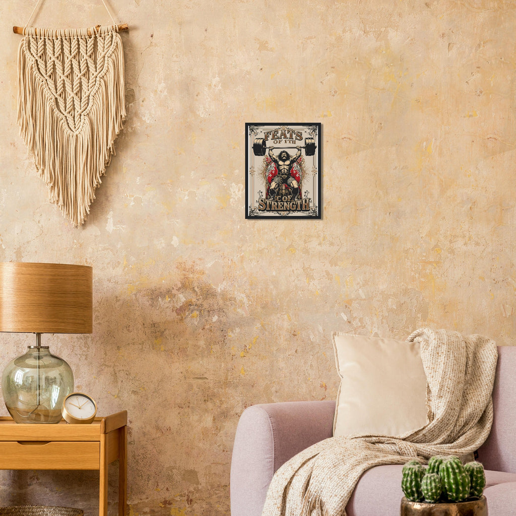 Victorian Circus Strongman Framed Print Wall Art Ready to Hang UK Framed Art Print — detail view | Wild Thread Co