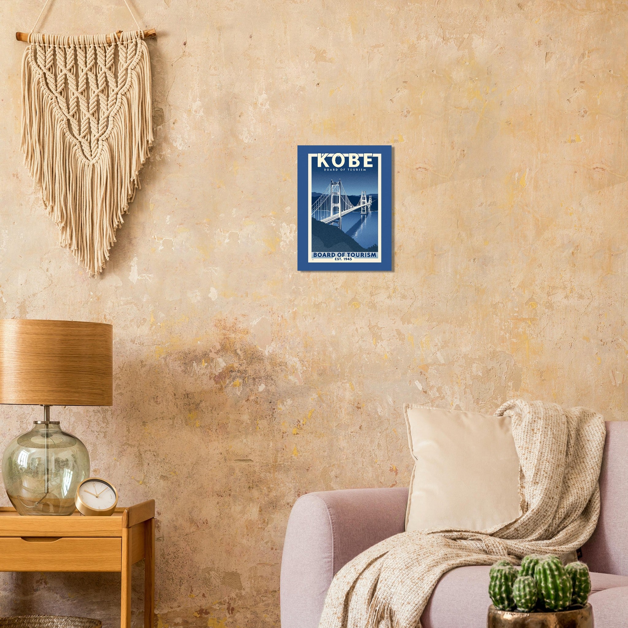 Kobe Vintage Travel Poster Art Print — detail view | Wild Thread Co