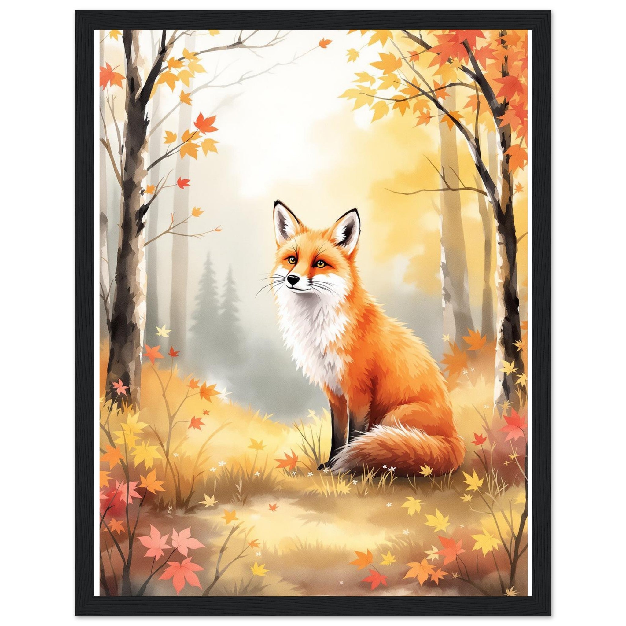 Fox Watercolour Framed Print Wall Art Ready to Hang UK — Framed Art Print | Wild Thread Co