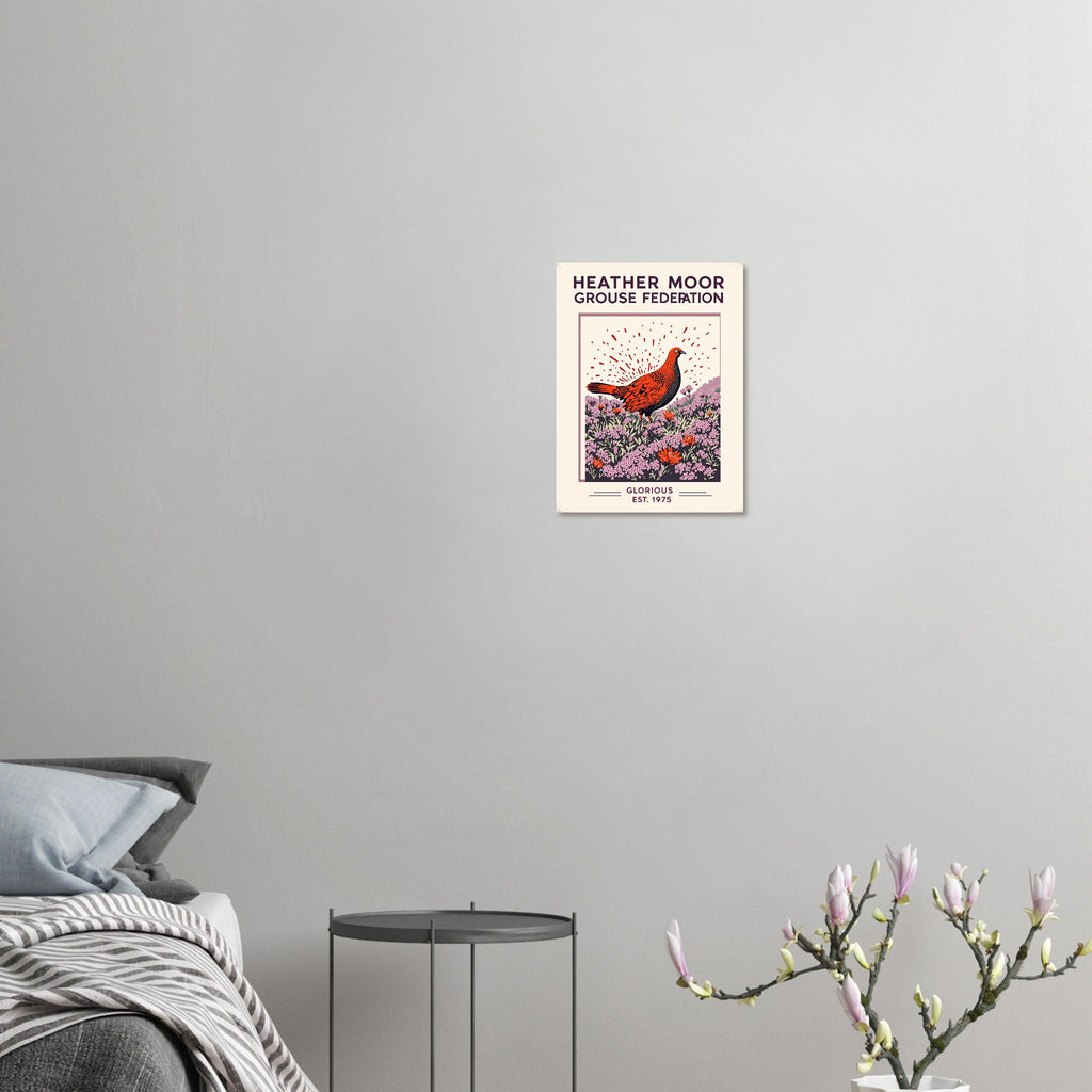 Heather Moor Vintage Travel Poster Art Print — detail view | Wild Thread Co