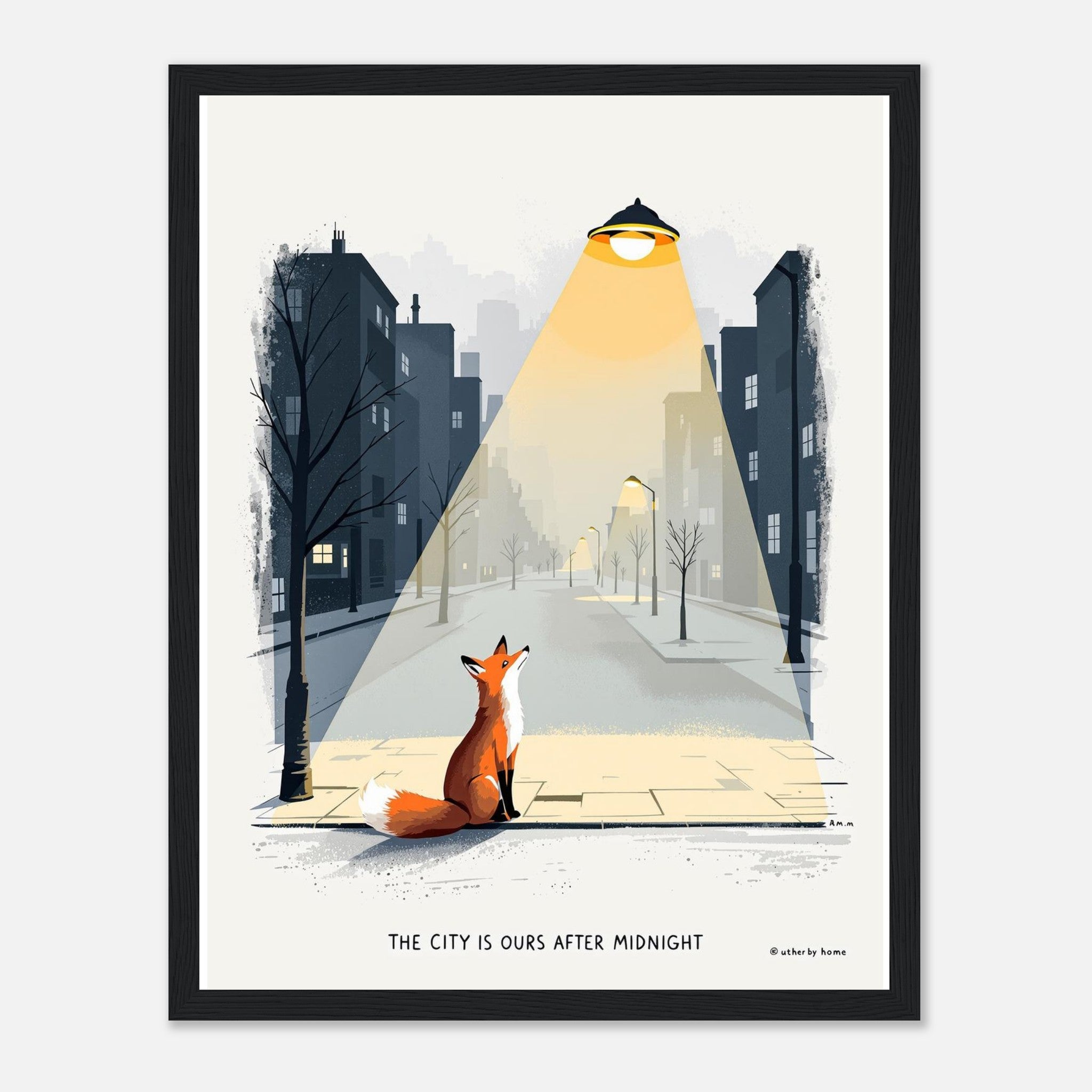 Urban Fox Night Framed Print — Framed Art Print | Wild Thread Co