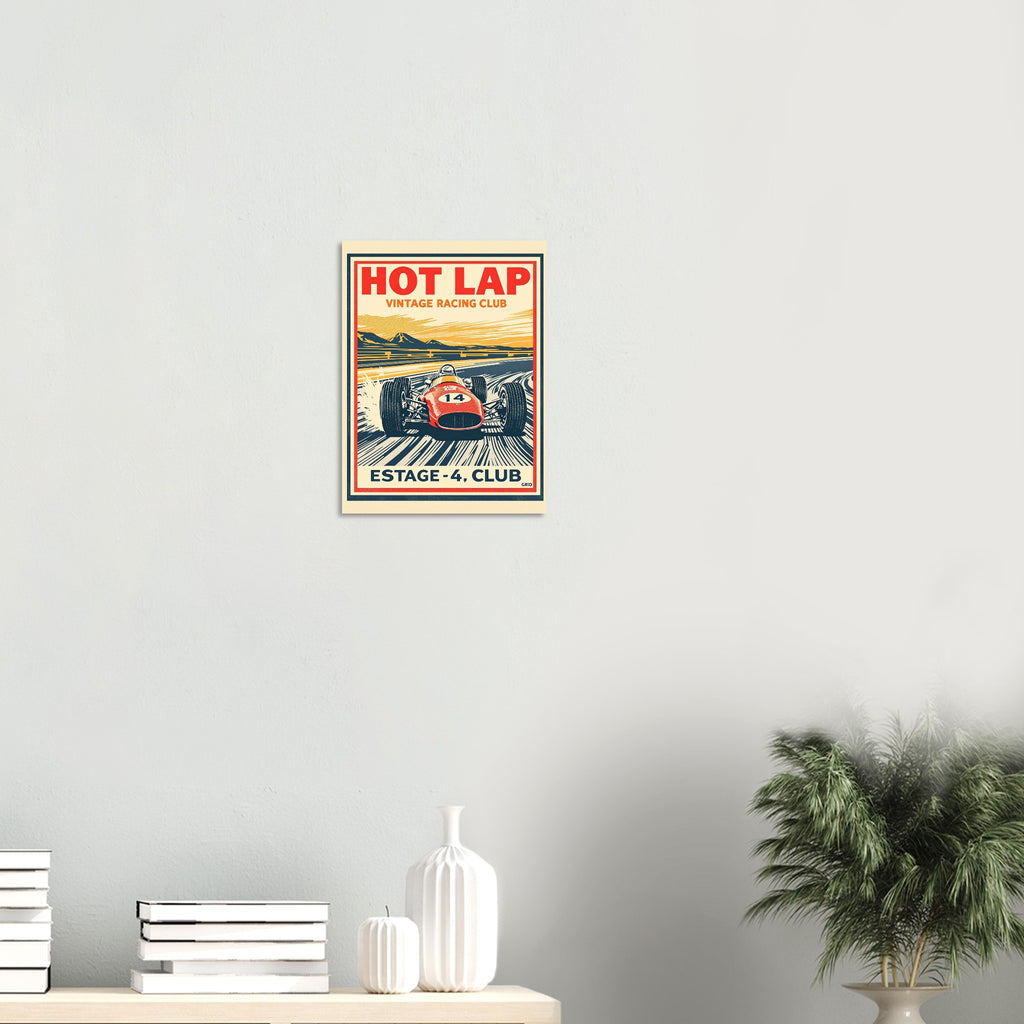 Hot Lap Vintage Travel Poster Art Print — detail view | Wild Thread Co