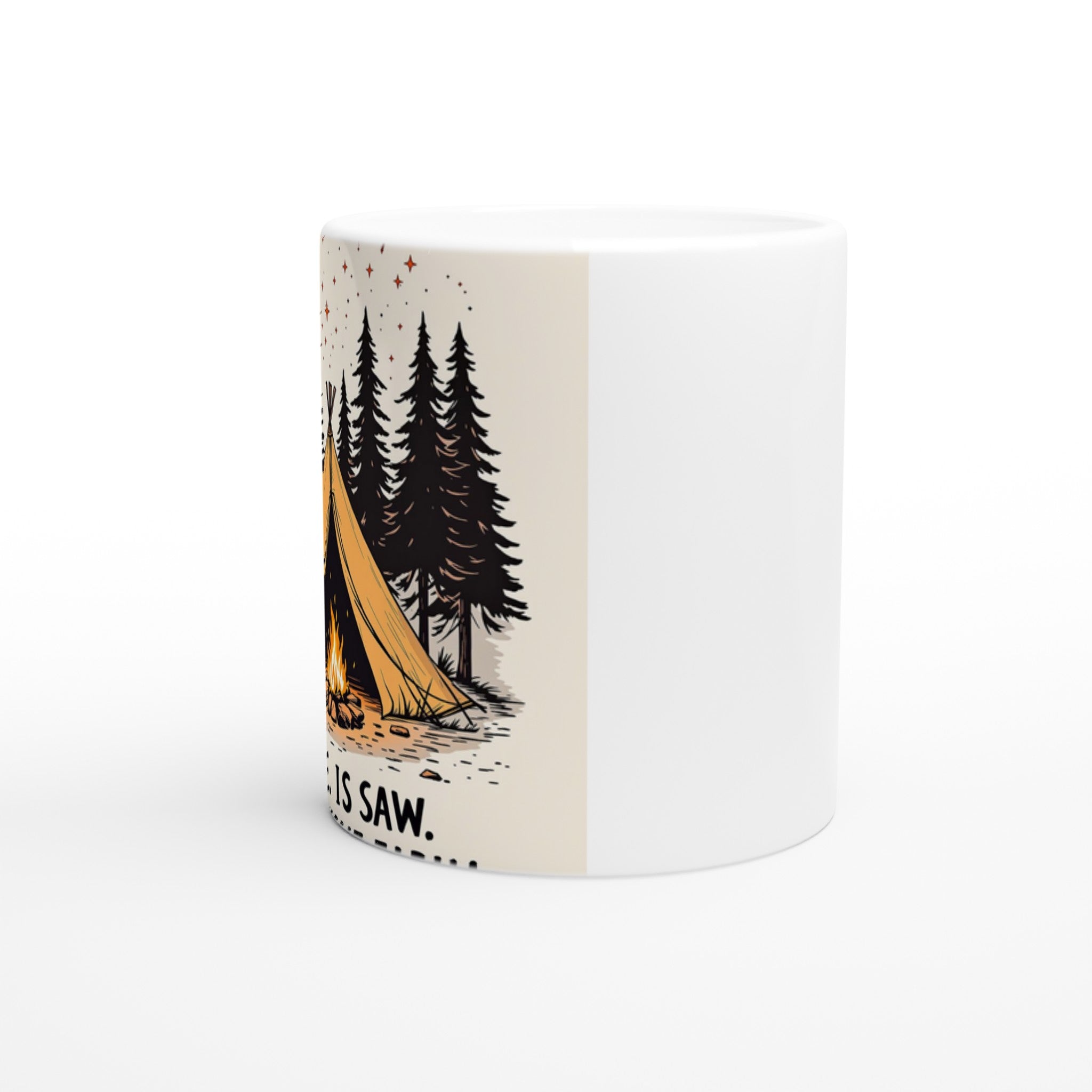 Gorpcore Camping Humour Mug — detail view | Wild Thread Co