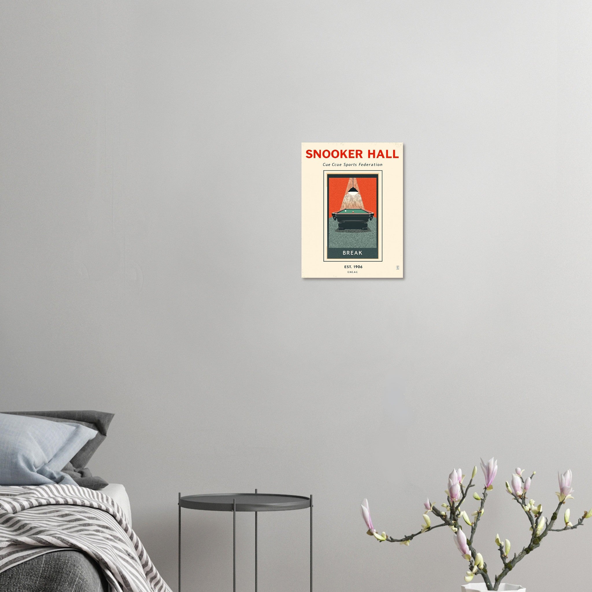 Snooker Hall Vintage Travel Poster Art Print — detail view | Wild Thread Co