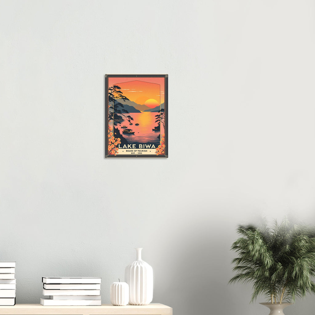 Lake Biwa Vintage Travel Poster Art Print — detail view | Wild Thread Co