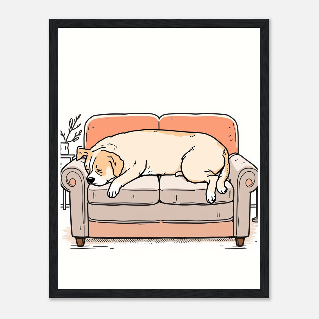 Dog Sleeping Sofa Framed Art Print — detail view | Wild Thread Co