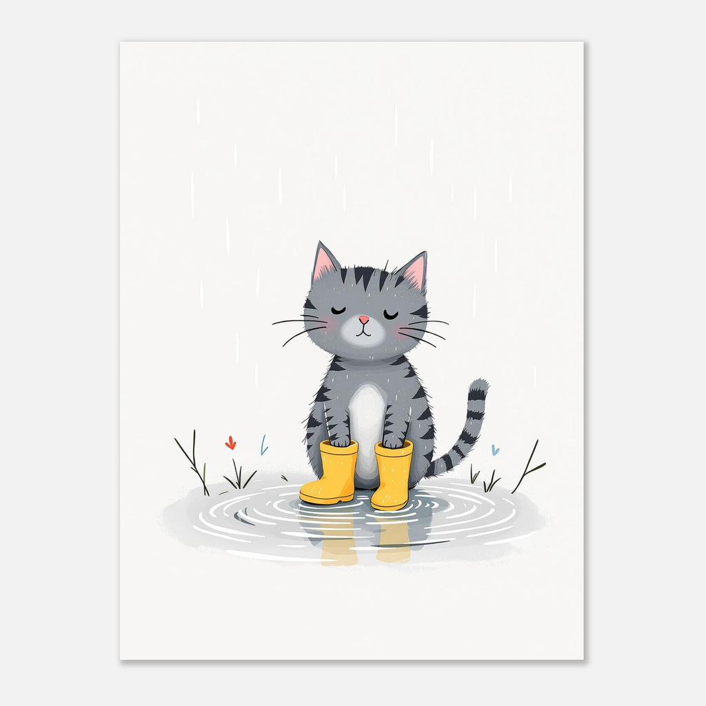Cat In Rain Puddle Art Print Art Print — detail view | Wild Thread Co