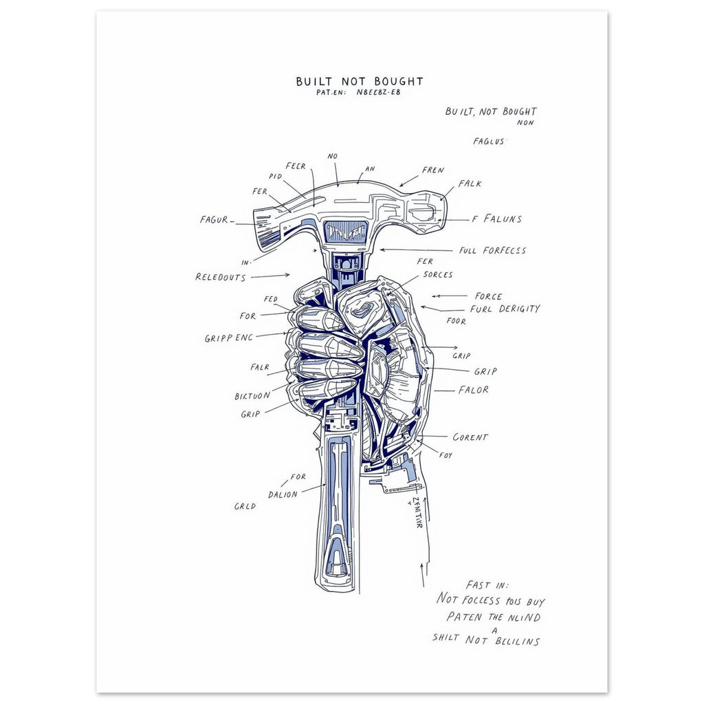 Builder Patent Hand Drawing A1 Art Print Poster Wall Art UK — Art Print | Wild Thread Co