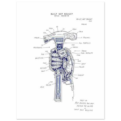 Builder Patent Hand Drawing A1 Art Print Poster Wall Art UK — Art Print | Wild Thread Co