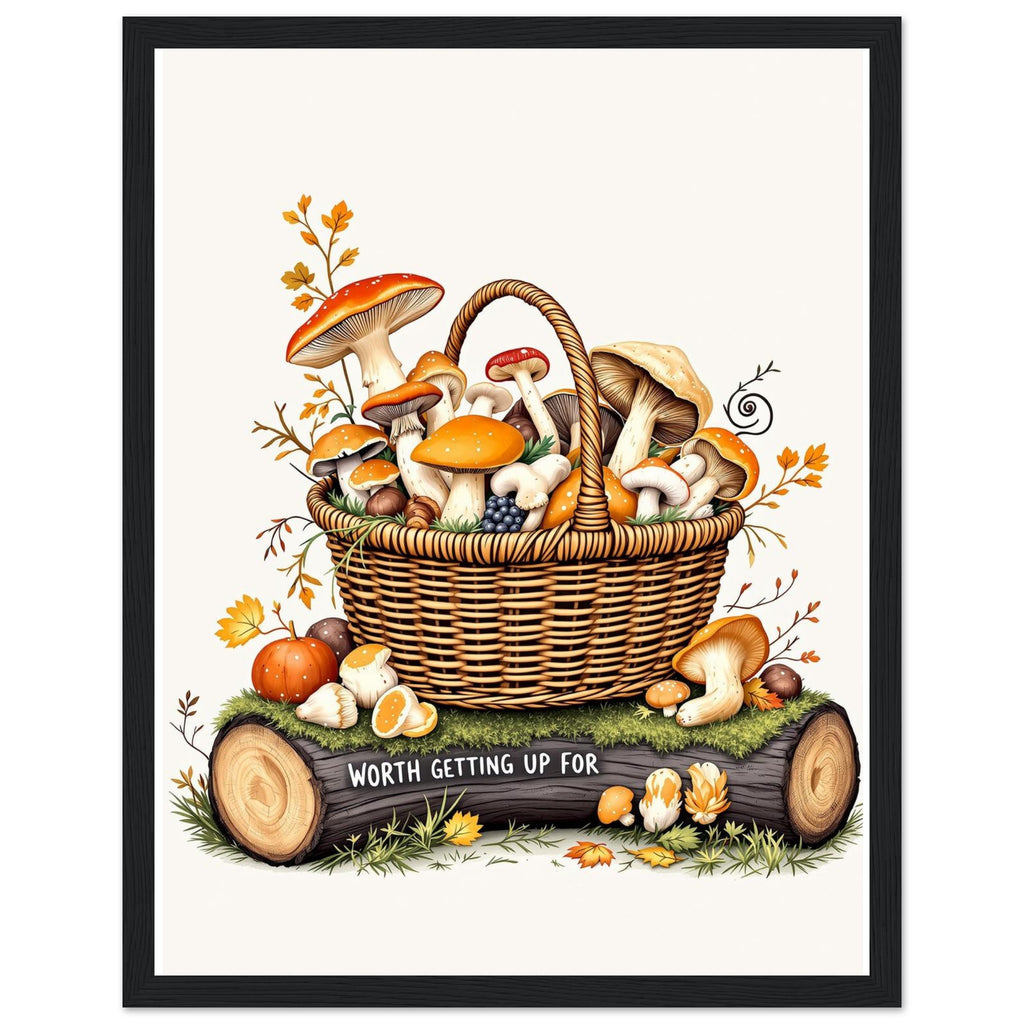 Foraged Mushroom Basket Framed Print Wall Art Ready to Hang UK — Framed Art Print | Wild Thread Co UK