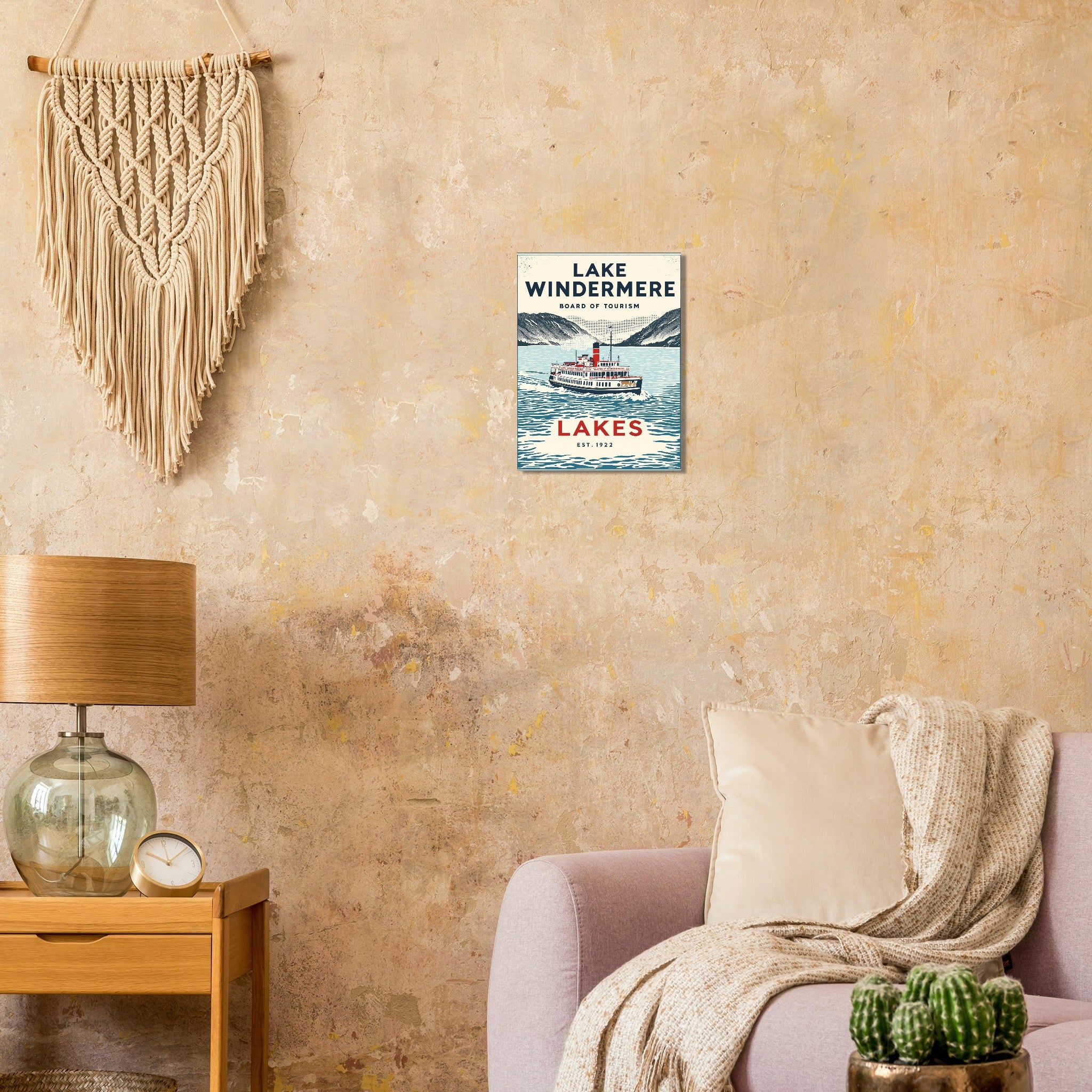 Lake Windermere Vintage Travel Poster Art Print — detail view | Wild Thread Co
