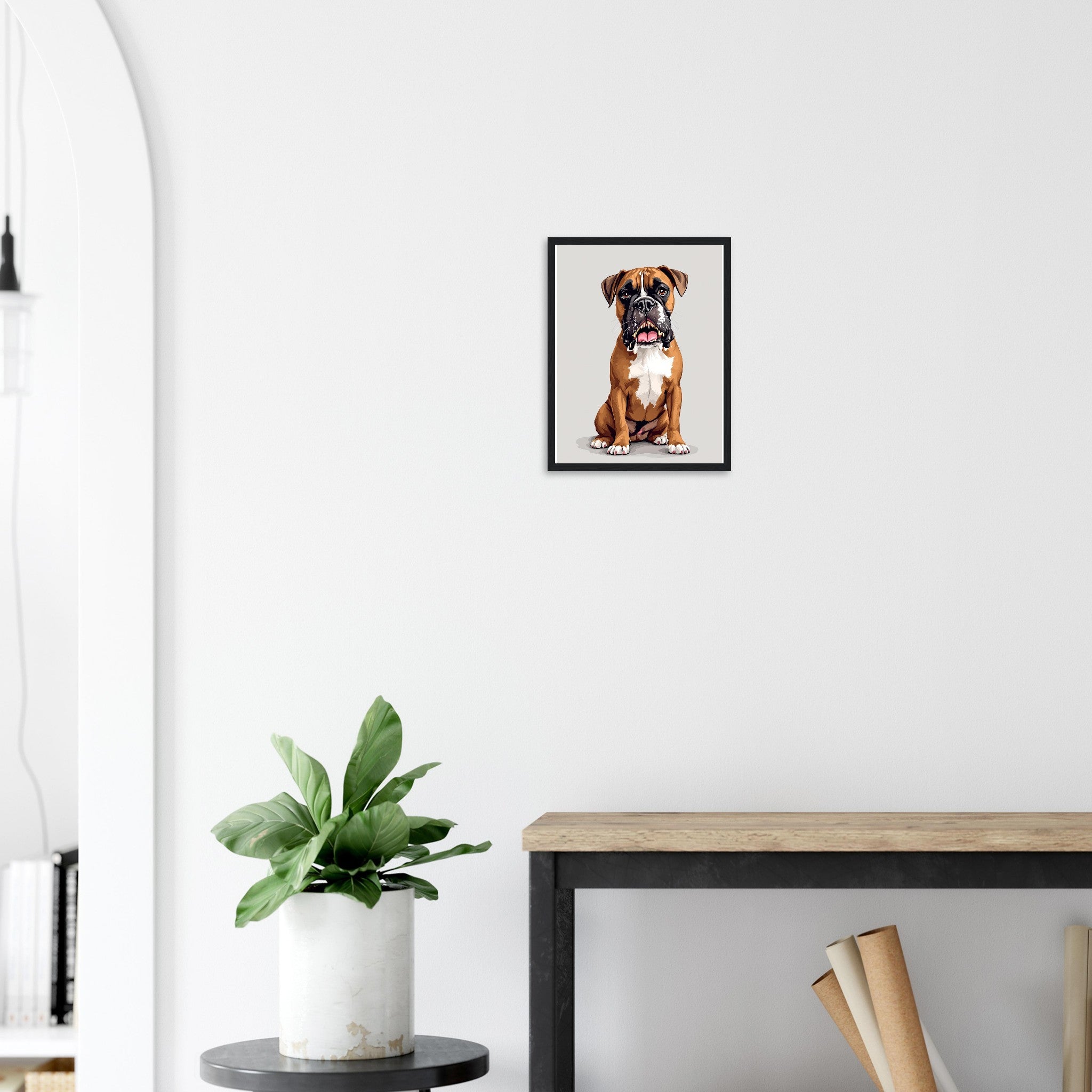 Boxer Dog Portrait Framed Art Print — detail view | Wild Thread Co