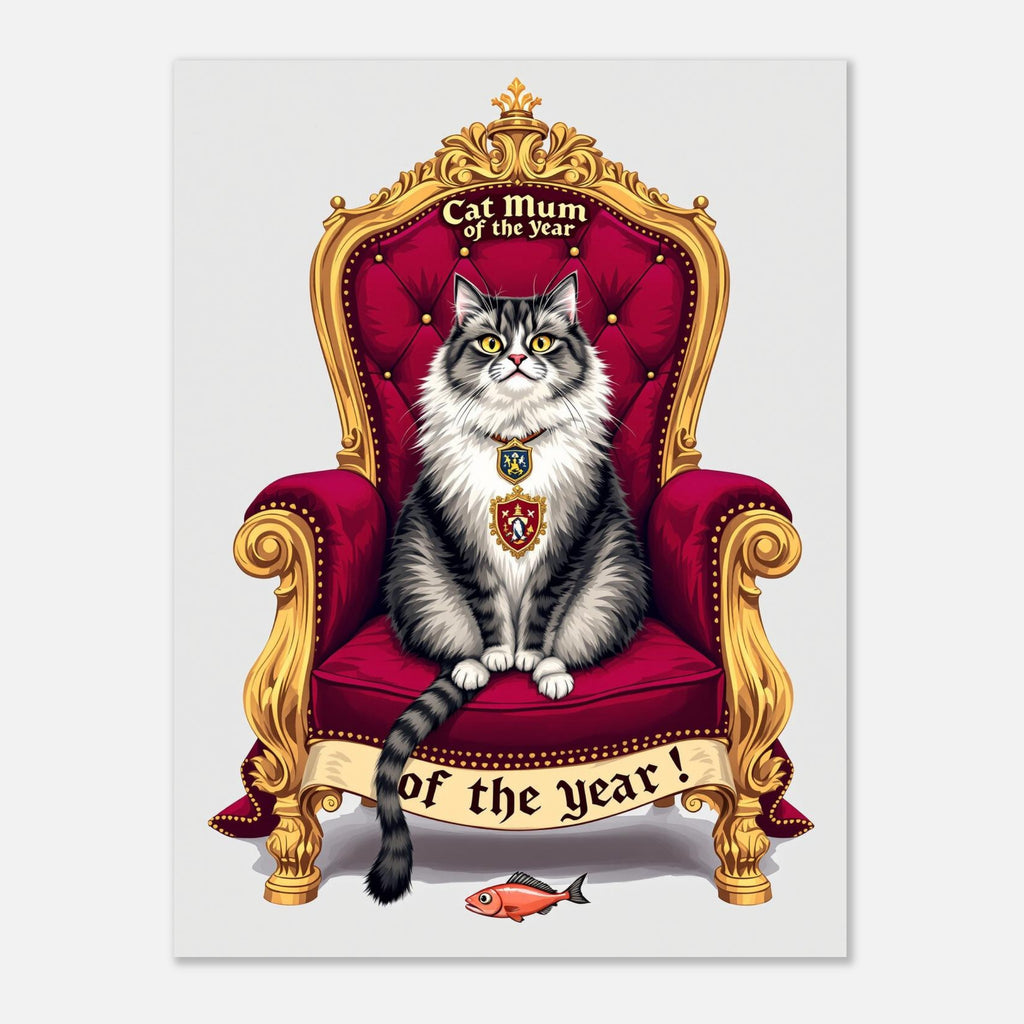Cat Mum of the Year Royal Portrait Art Print Art Print — detail view | Wild Thread Co
