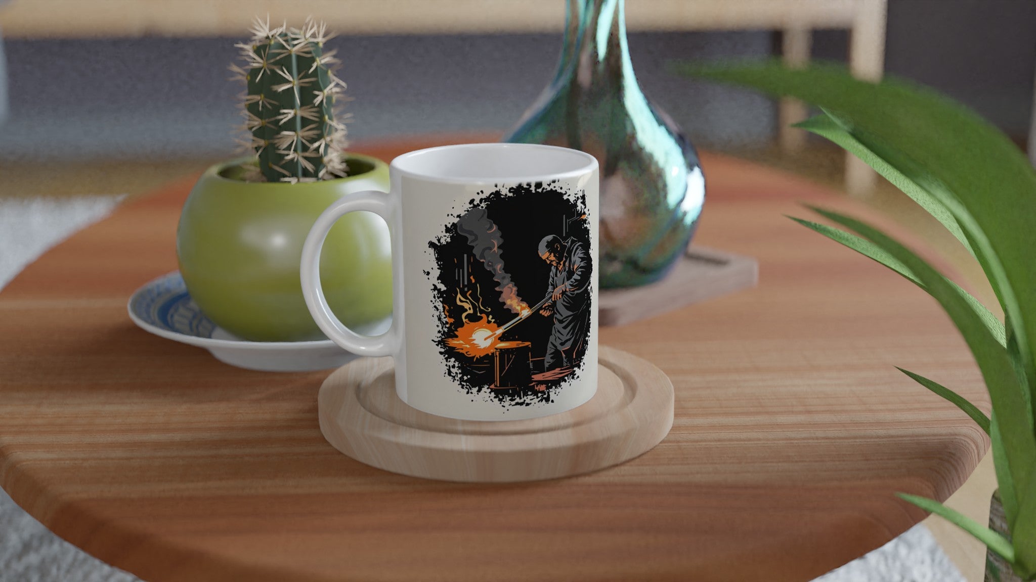 Glass Blower Craft Workshop Mug — detail view | Wild Thread Co
