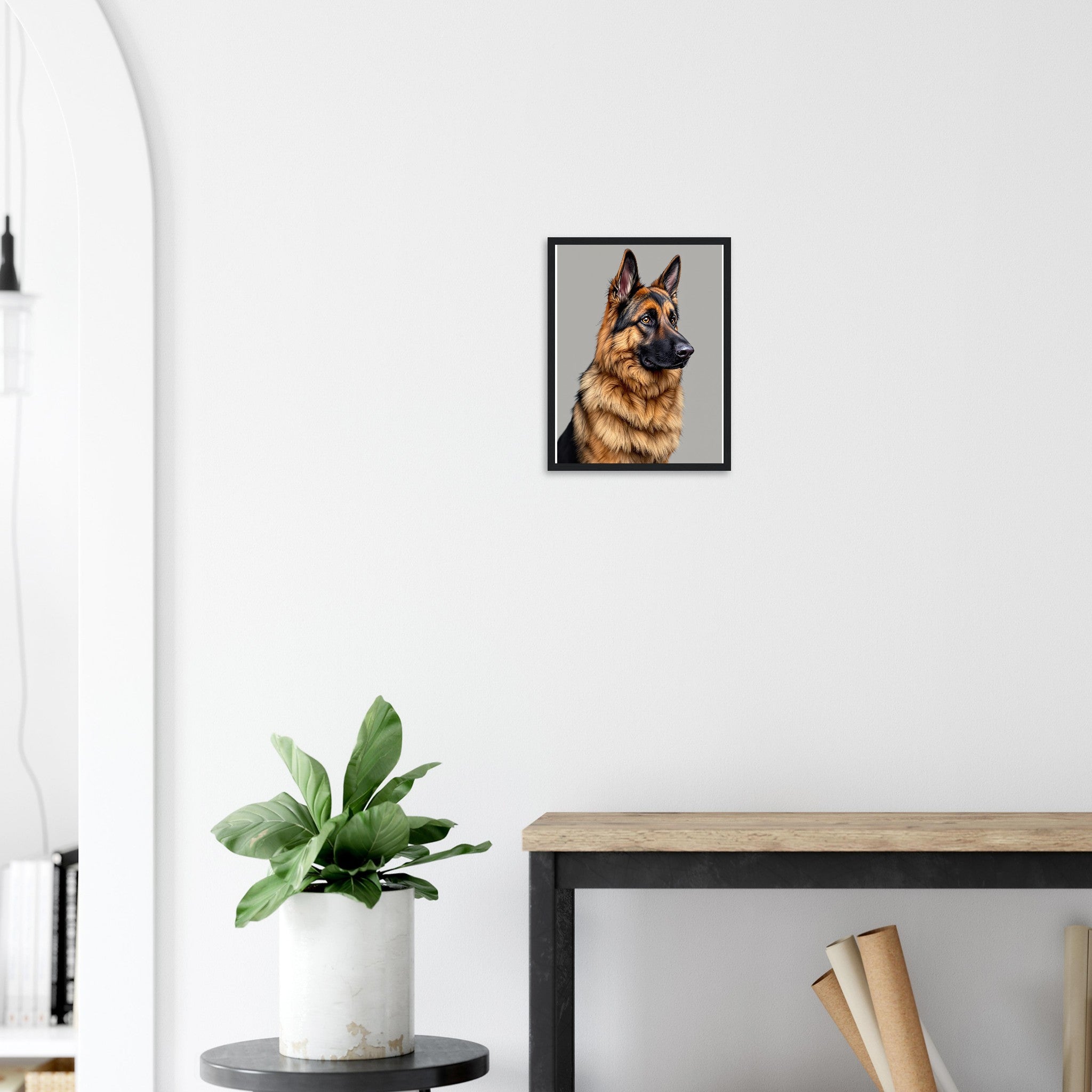 German Shepherd Noble Framed Art Print — detail view | Wild Thread Co