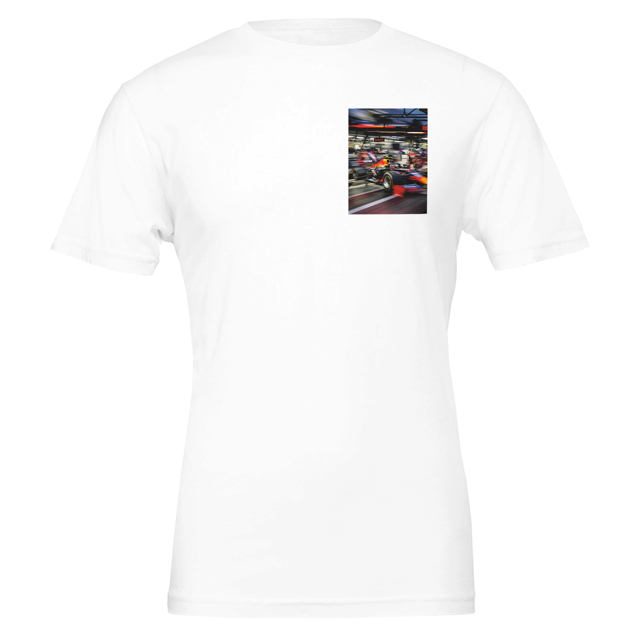 F1 Pit Stop T-Shirt — detail view | Wild Thread Co