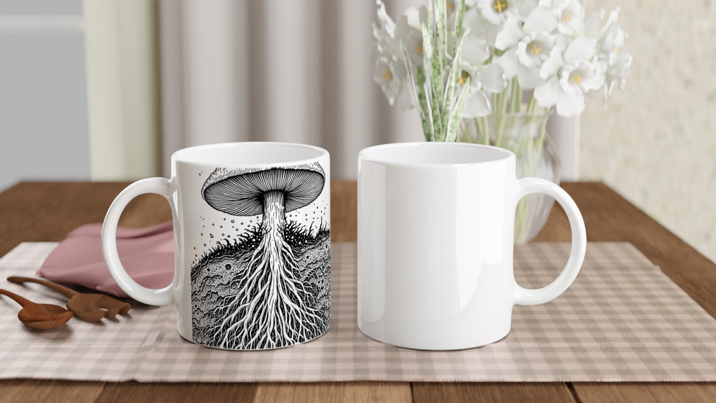 Dark Academia Mushroom Mycelium Mug Coffee Tea Ceramic 11oz — Mug | Wild Thread Co