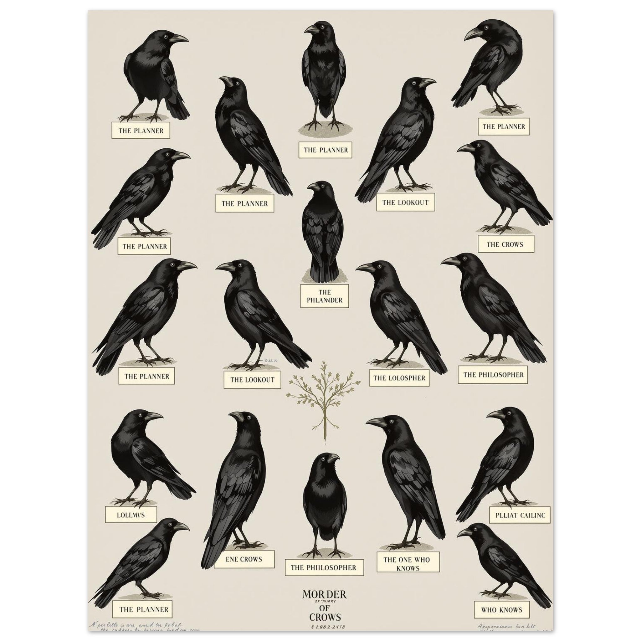 Murder of Crows Natural History Plate A1 Art Print Poster Wall Art UK UK Gift — Art Print | Wild Thread Co