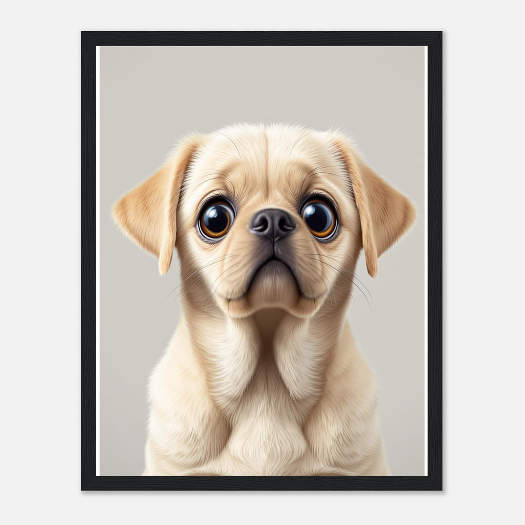Labrador Puppy Eyes Framed Print Wall Art Ready to Hang UK Framed Art Print — detail view | Wild Thread Co