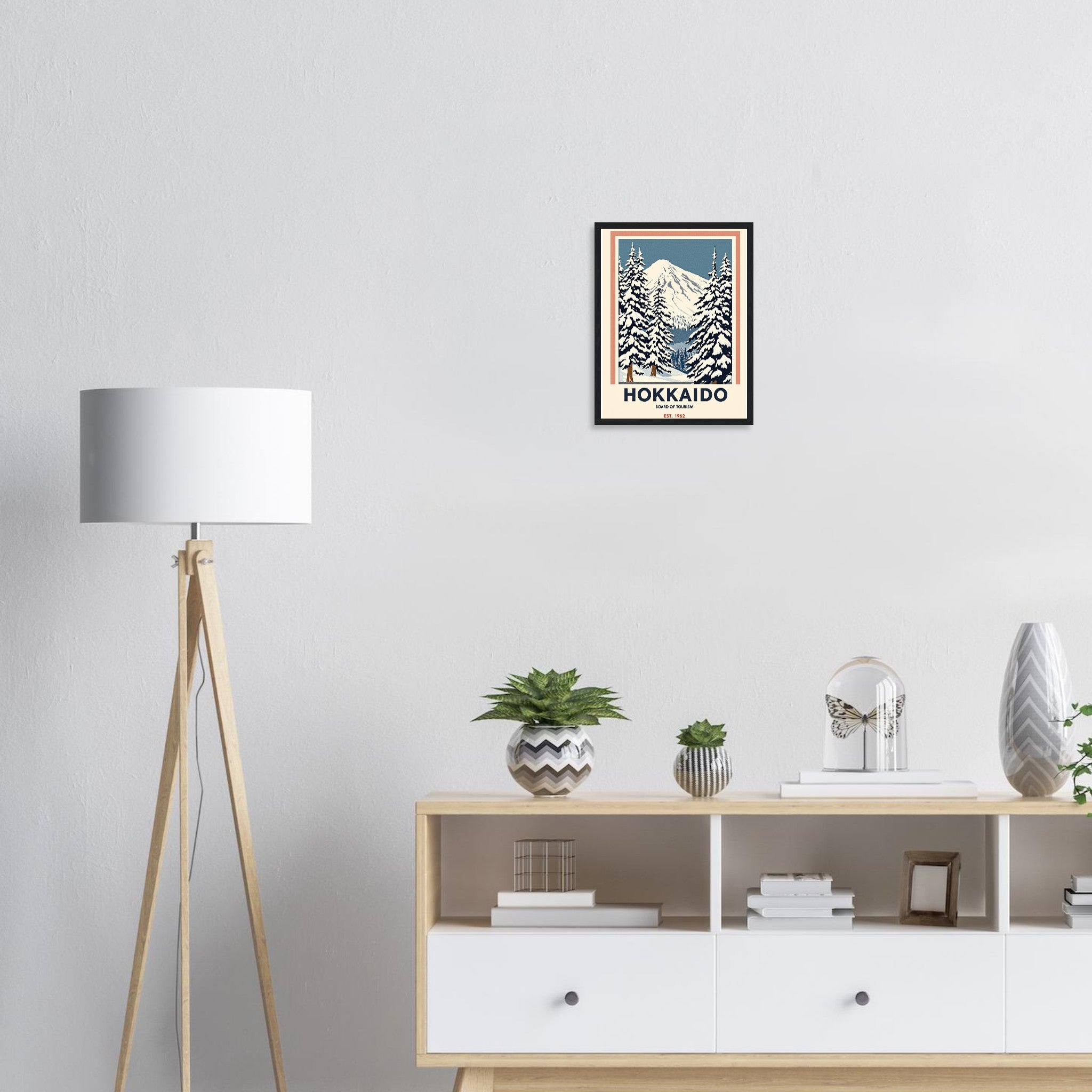 Hokkaido Vintage Travel Poster Framed Art Print — detail view | Wild Thread Co