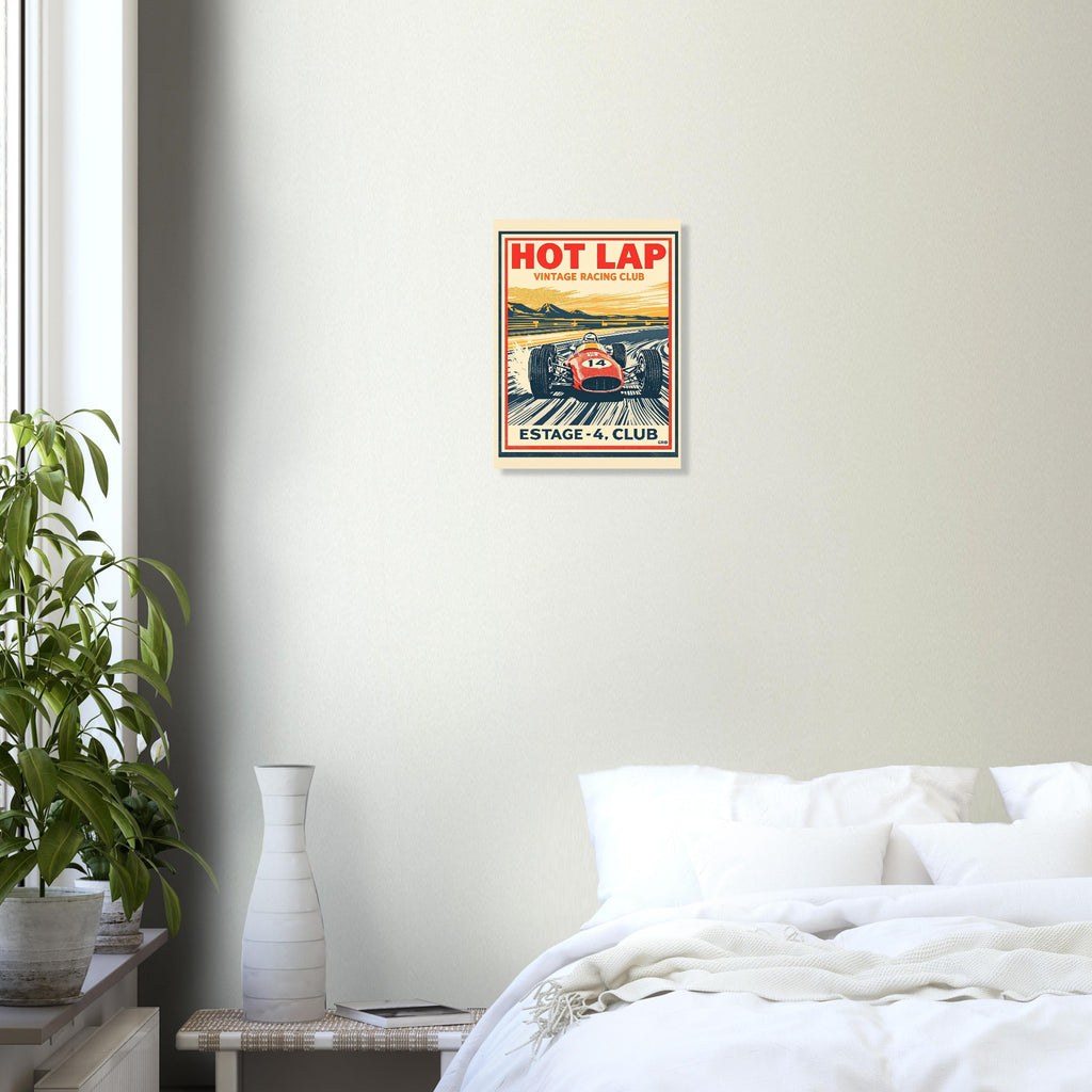 Hot Lap Vintage Travel Poster Art Print — detail view | Wild Thread Co