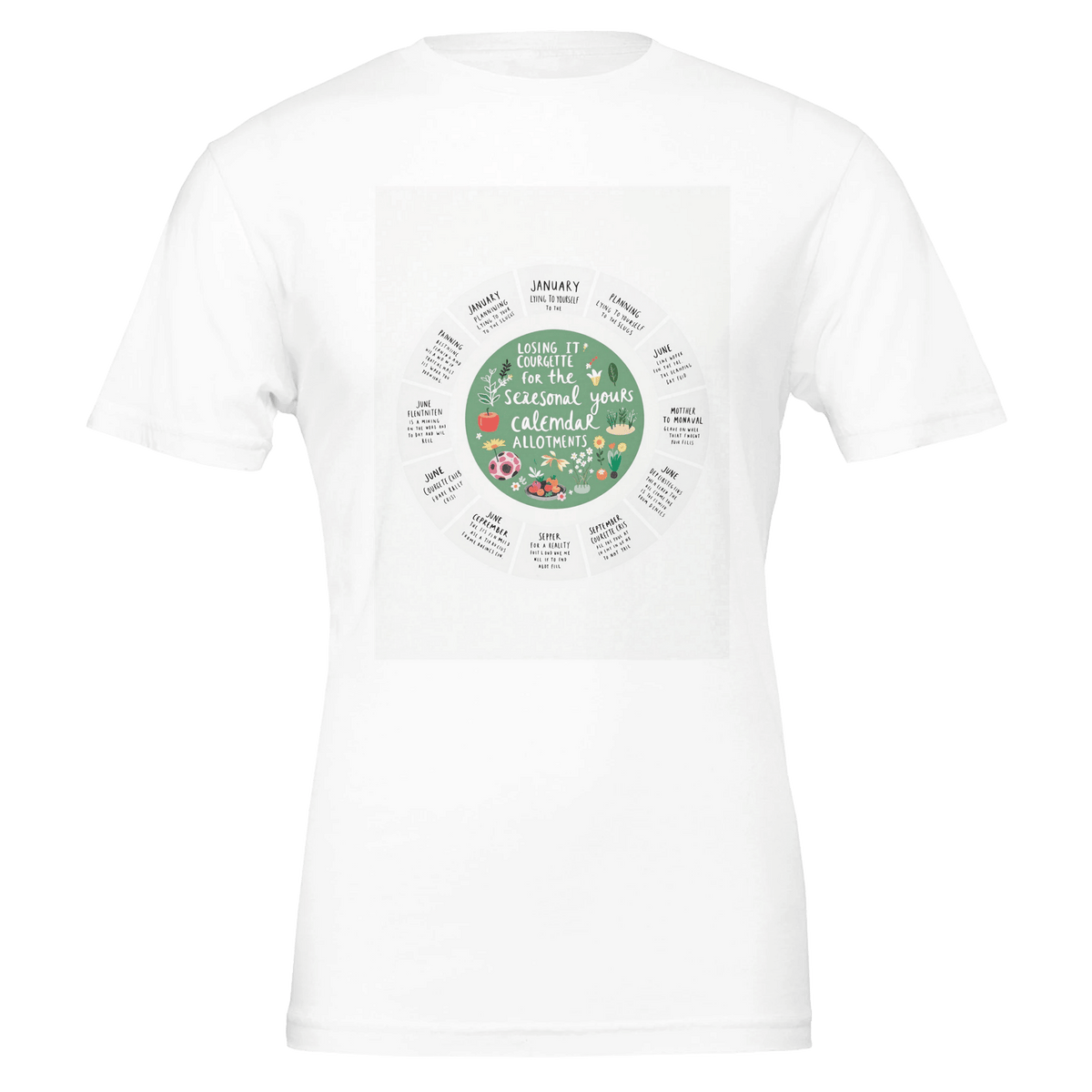 Allotment Seasonal Calendar T-Shirt | Gardening Gift for Vegetable Growers - Wild Thread Co