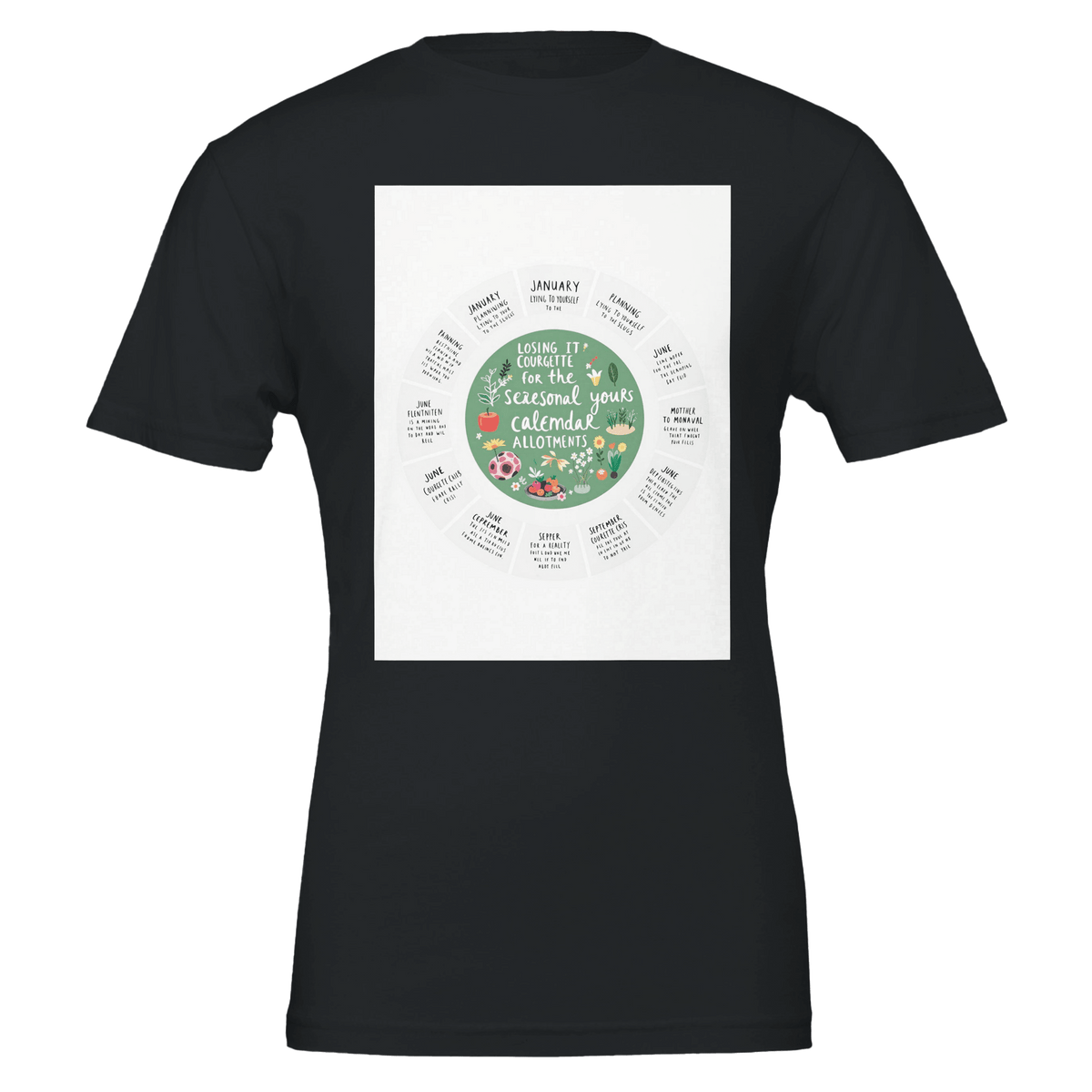 Allotment Seasonal Calendar T-Shirt | Gardening Gift for Vegetable Growers - Wild Thread Co