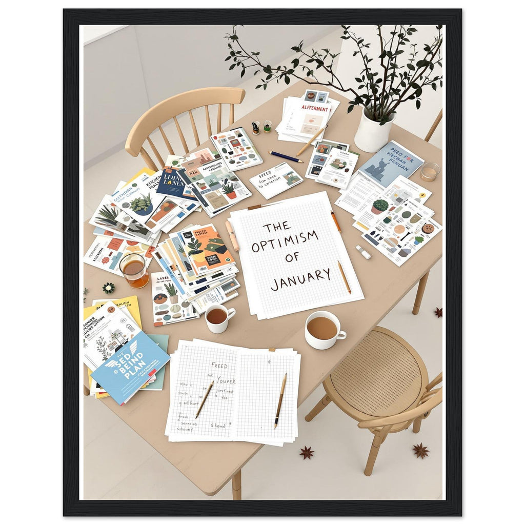 Allotment Winter Seed Catalogue Planning Framed Print Wall Art Ready - Wild Thread Co