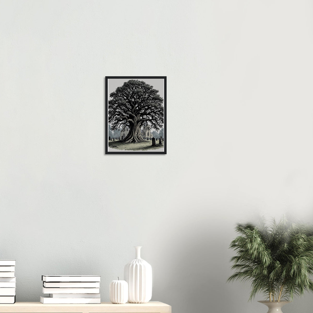 Ancient Yew Churchyard Framed Print Wall Art Ready to Hang UK - Wild Thread Co