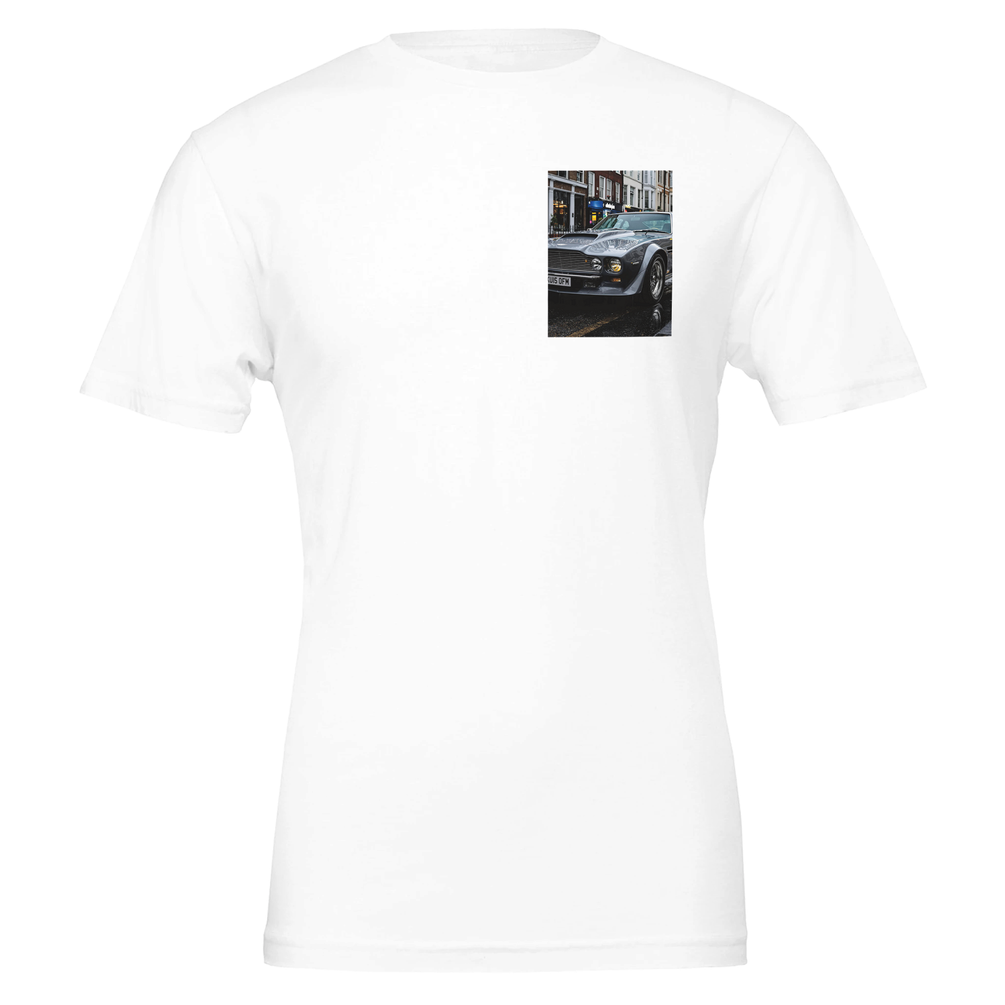 Aston Martin V8 Vantage 77 T-Shirt — detail view | Wild Thread Co