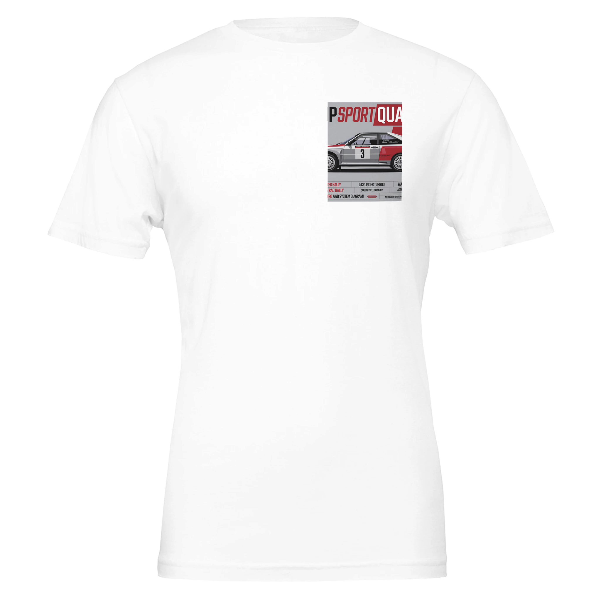Audi Quattro S1 Group B Spec T-Shirt — detail view | Wild Thread Co