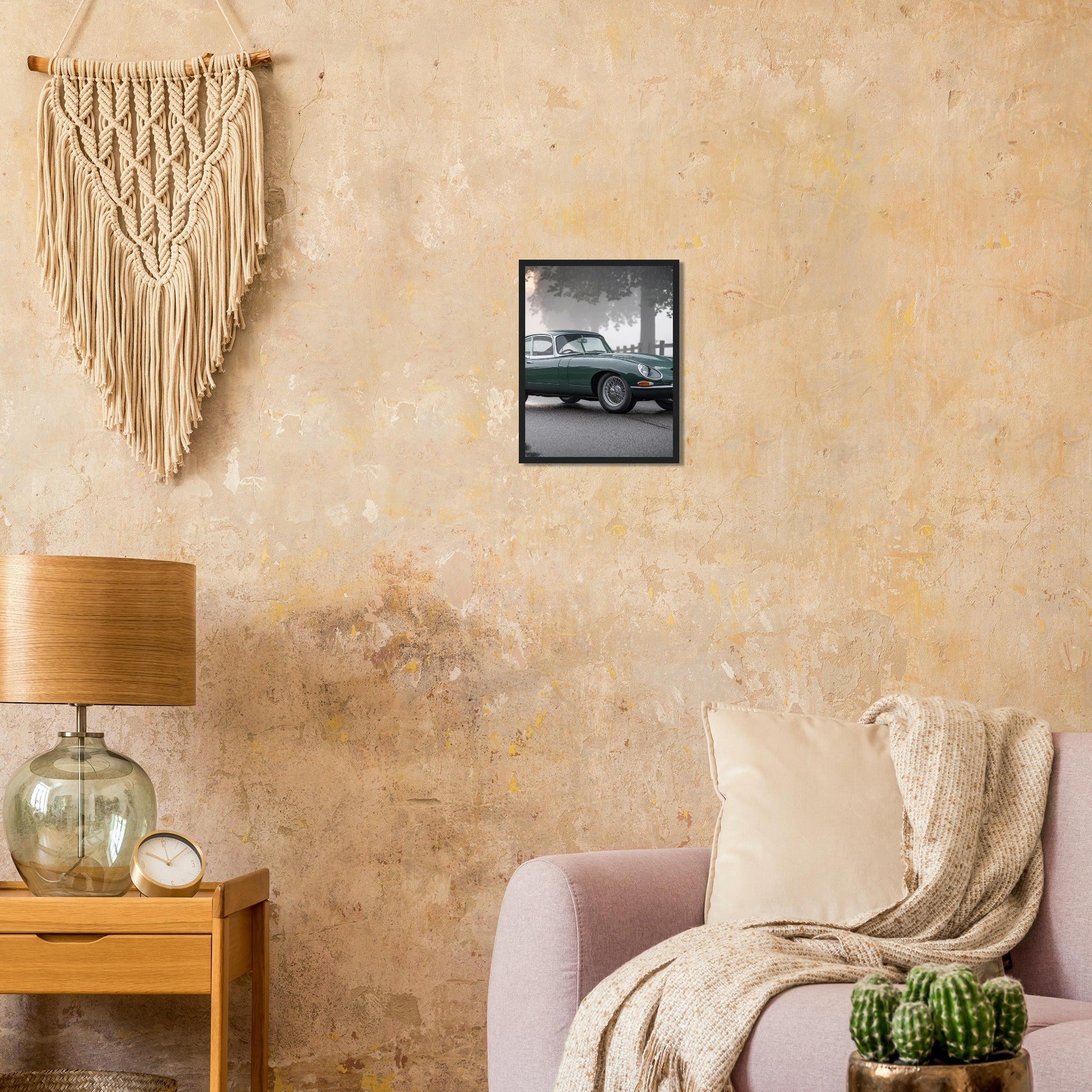E-type Jaguar Profile Framed Art Print — detail view | Wild Thread Co