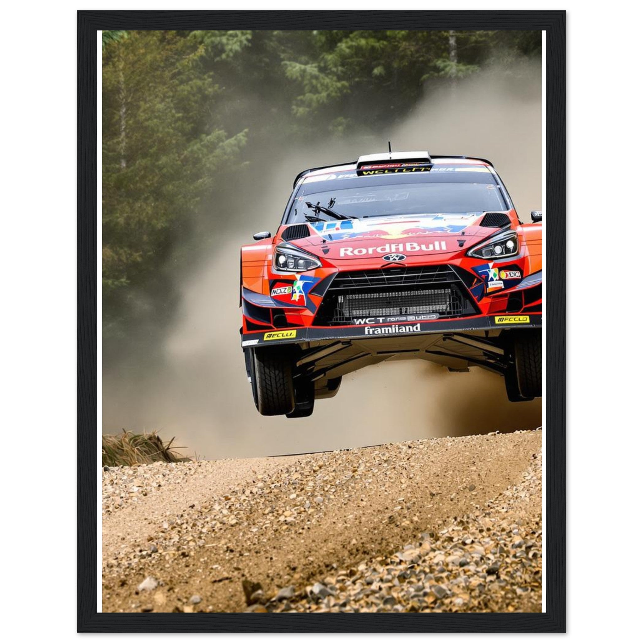 Rally Car Finland Jump Framed Art Print — detail view | Wild Thread Co