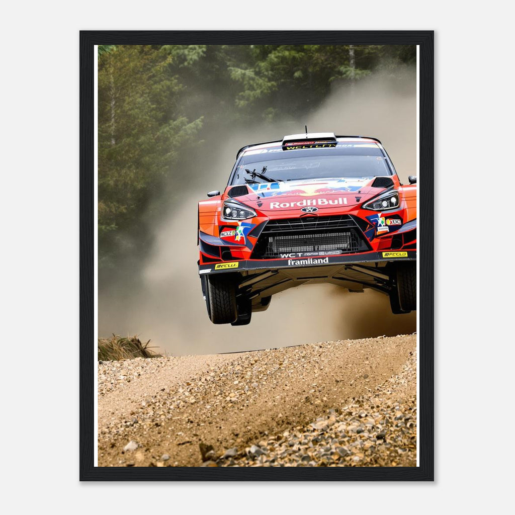 Rally Car Finland Jump Framed Art Print — detail view | Wild Thread Co