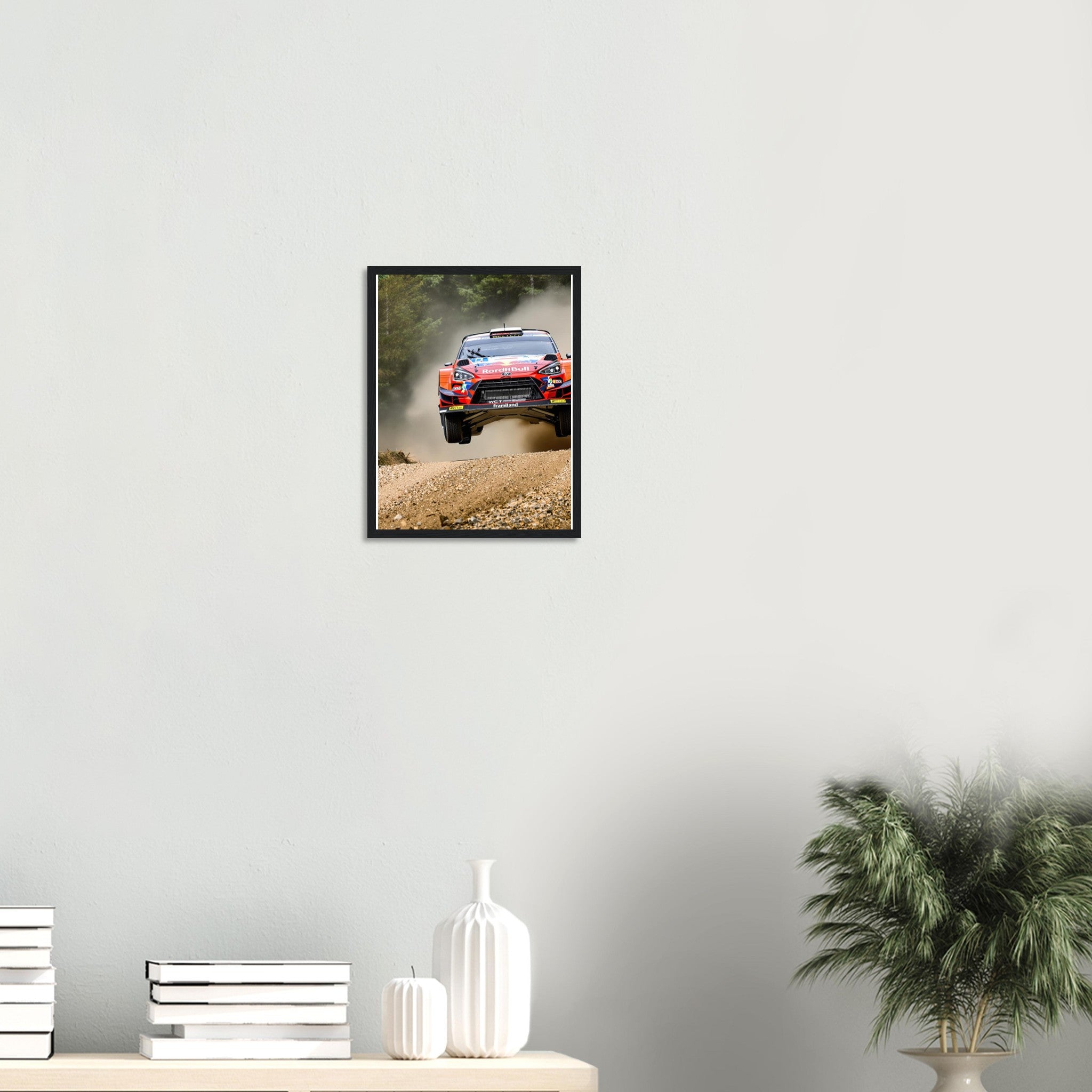 Rally Car Finland Jump Framed Art Print — detail view | Wild Thread Co