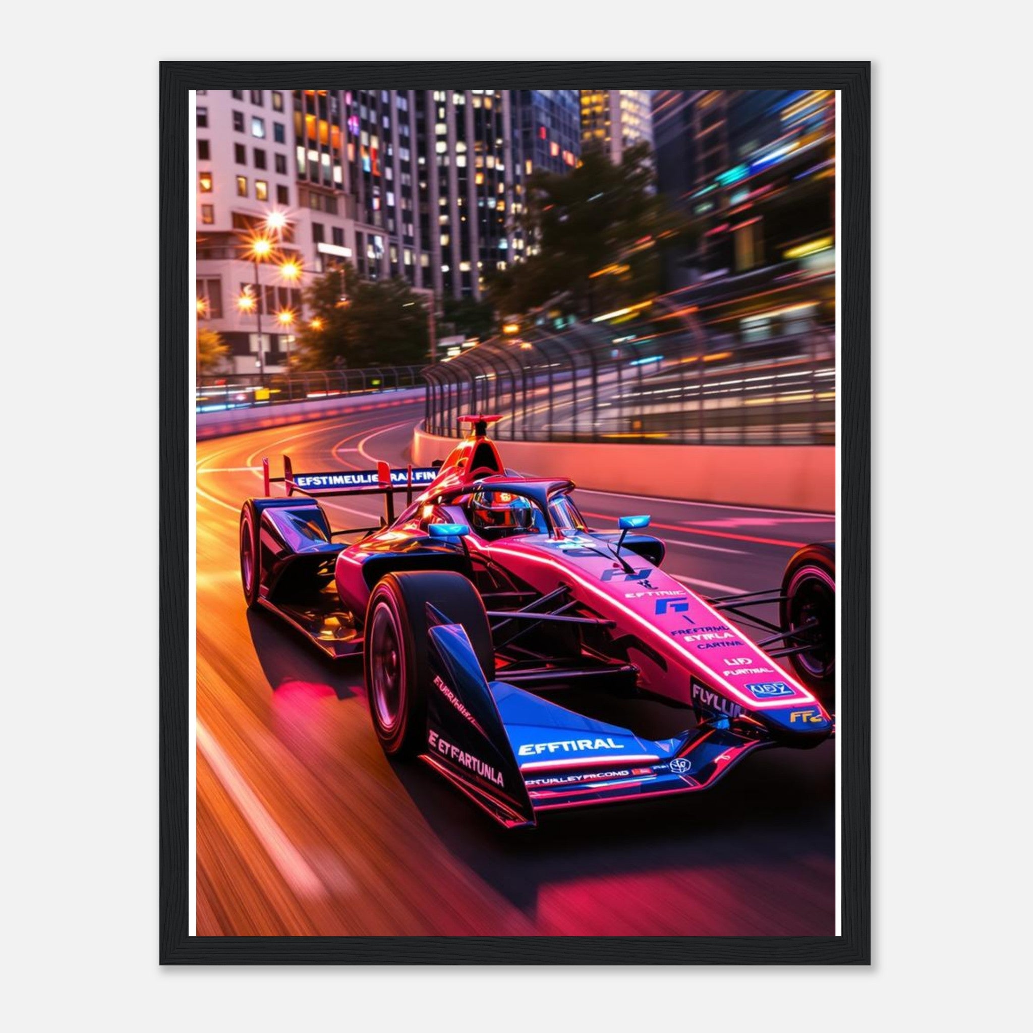 Formula E City Racing Framed Art Print — detail view | Wild Thread Co