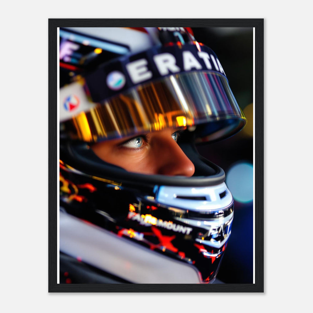 Race Helmet Reflections Framed Art Print — detail view | Wild Thread Co