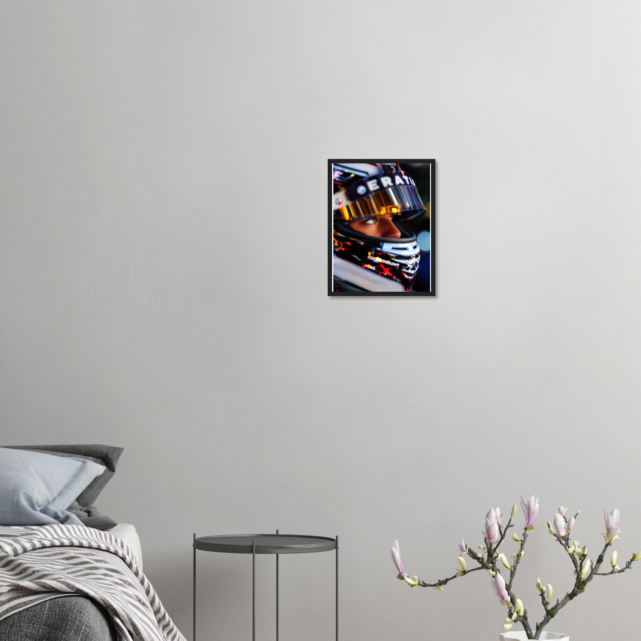 Race Helmet Reflections Framed Art Print — detail view | Wild Thread Co