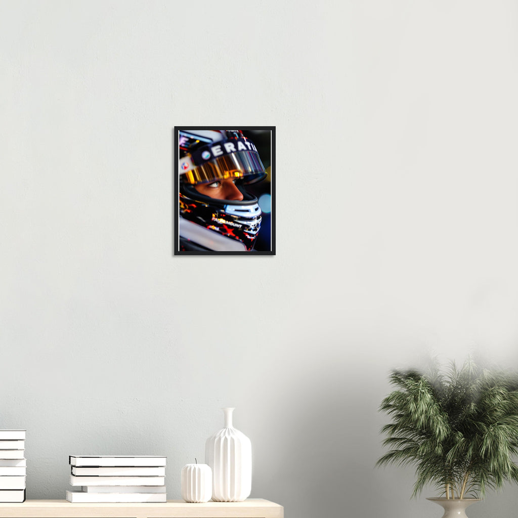 Race Helmet Reflections Framed Art Print — detail view | Wild Thread Co