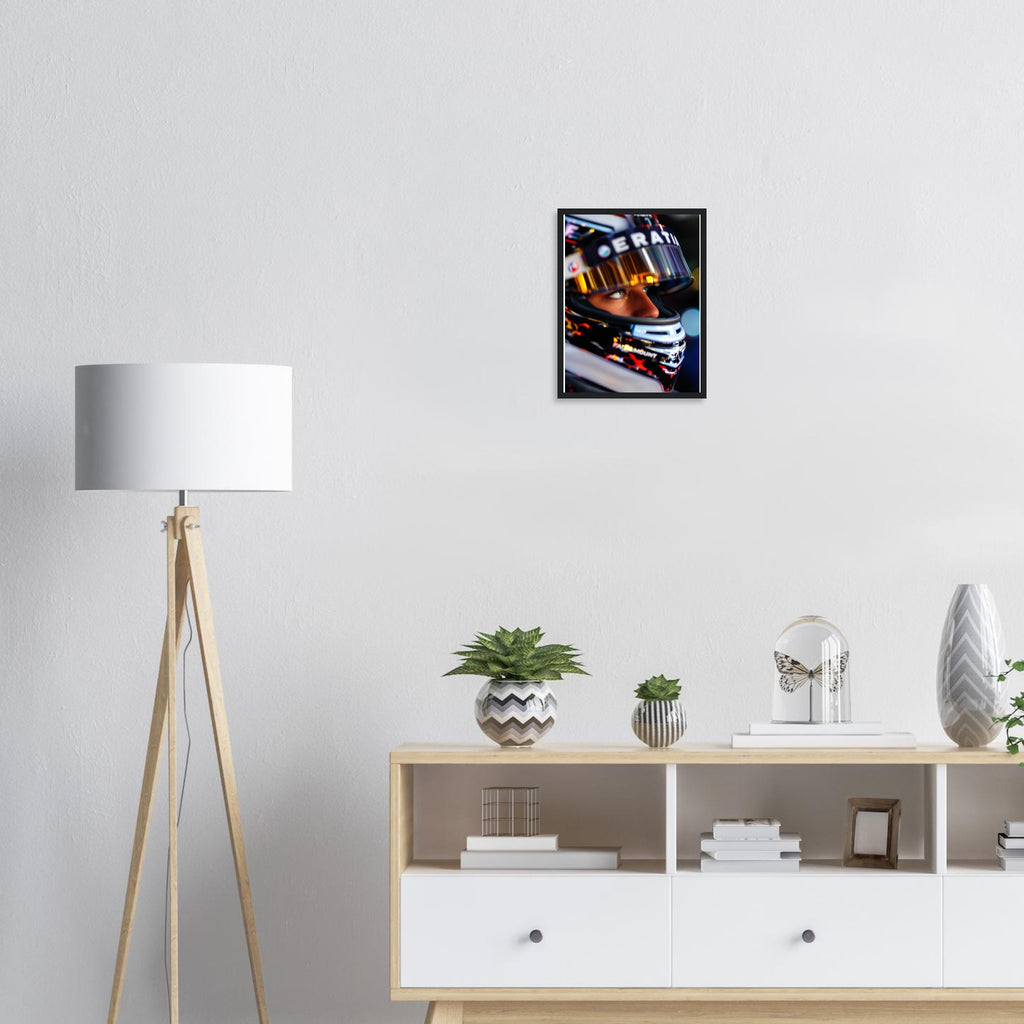 Race Helmet Reflections Framed Art Print — detail view | Wild Thread Co