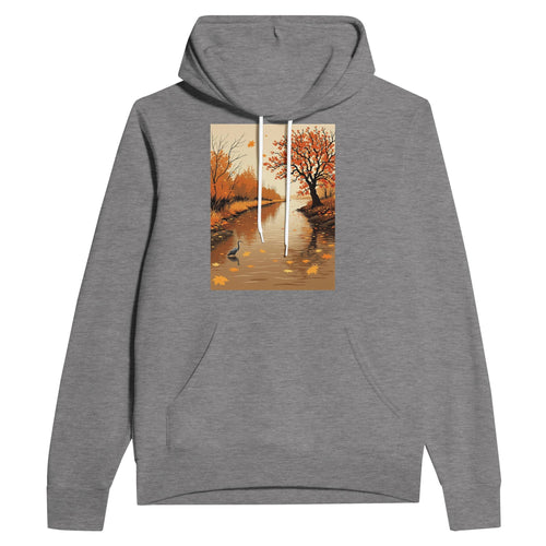 Autumn River Heron Navy Hoodie | British Gift - Wild Thread Co