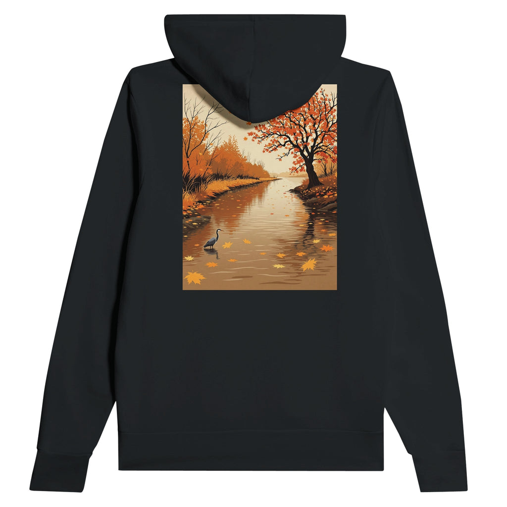 Autumn River Heron Navy Hoodie | British Gift - Wild Thread Co